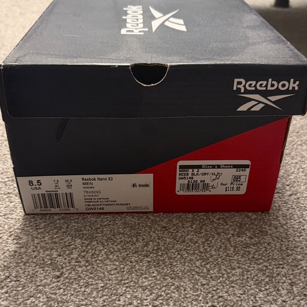 Reebok Nano X2 Training Shoes New in Box in Black Grey and White